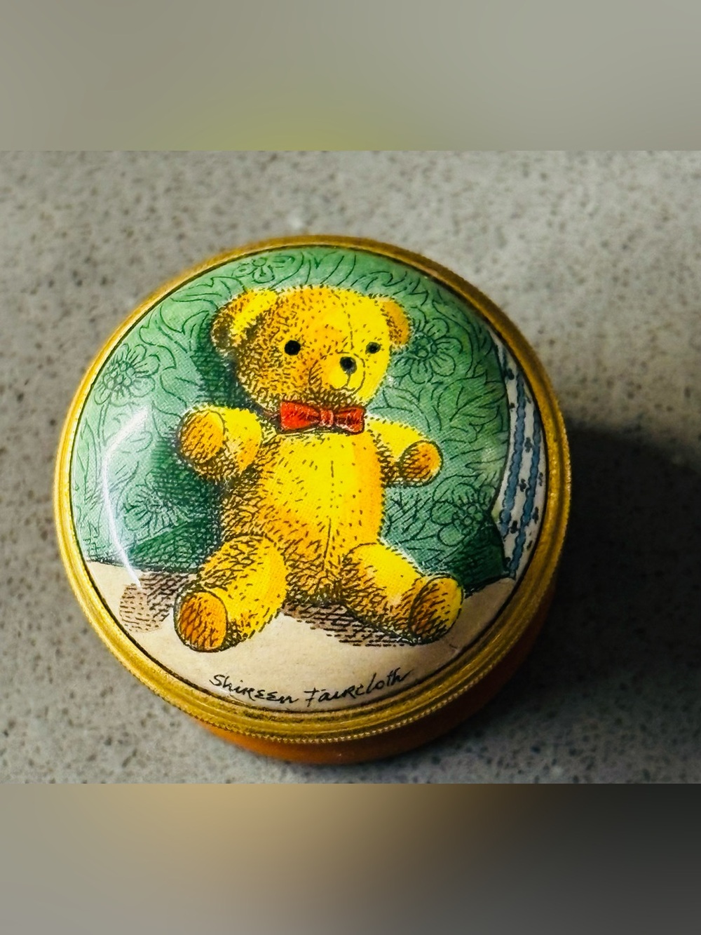 British Handmade “Halcyon Days” Teddy Round Box
